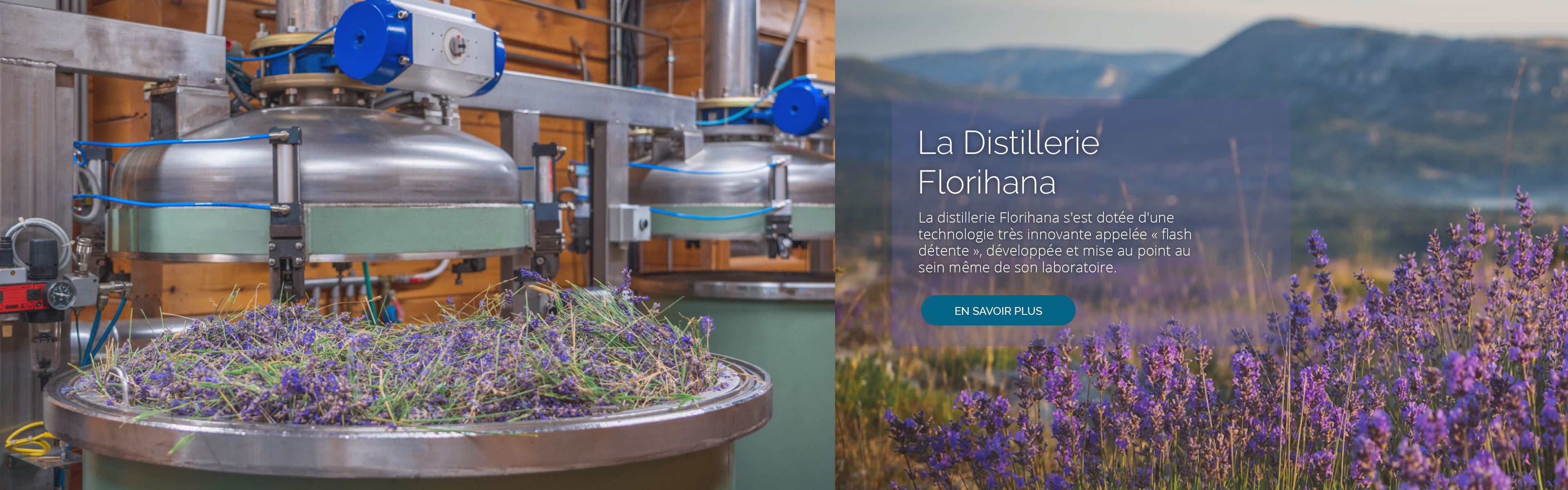 La distillerie Florihana s'est dotée d'une technologie très innovante appelée « flash détente », développée et mise au point au sein même de son laboratoire.
